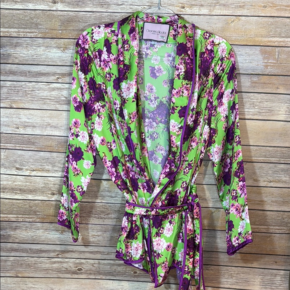 Giovanna Nicolai Floral Wrap Top Green And Purple